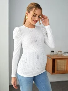 SHEIN Maternity Schiffy Top - White - View 1