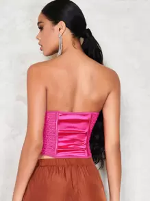 SHEIN BAE Satin Asymmetrical Hem Tube Top