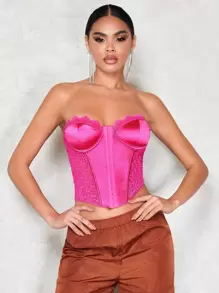 SHEIN BAE Satin Asymmetrical Hem Tube Top