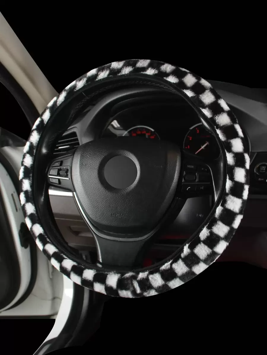 1入組長毛絨汽車方向盤套 - 彩色 - 查看 1