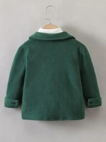 SHEIN Toddler Boys Letter Patched Detail Pocket Front Shirt Without Sweater - Dark Green - View 2