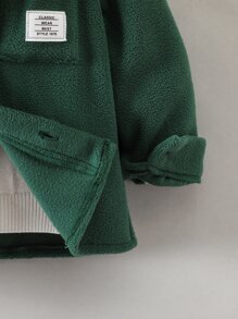 SHEIN Toddler Boys Letter Patched Detail Pocket Front Shirt Without Sweater - Dark Green - View 4