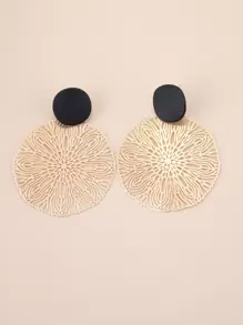imoli Hollow Out Round Drop Earrings - Yellow Gold - View 3