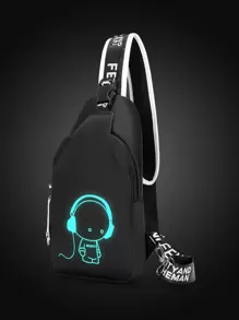 2pcs Minimalist Casual Business Backpack Set Shoulder Bag And Chest Bag, Includes Oversized Fluorescent Backpack - Oxford Fabric With Cartoon Expression Print School Bag Set Multi-Functional Water Bottle University Bag Large Capacity Outdoor Gifts For Men Black Bag Travel Essentials Holiday Essentials Bag For Men Bags Summer Summer Bag Springbreak Vacation Bag Pack Men Essentials Anime Backpack For Travel Bag Laptop School Bag For College Bag For School Bag School Bag For School College