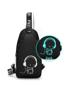 2pcs Minimalist Casual Business Backpack Set Shoulder Bag And Chest Bag, Includes Oversized Fluorescent Backpack - Oxford Fabric With Cartoon Expression Print School Bag Set Multi-Functional Water Bottle University Bag Large Capacity Outdoor Gifts For Men Black Bag Travel Essentials Holiday Essentials Bag For Men Bags Summer Summer Bag Springbreak Vacation Bag Pack Men Essentials Anime Backpack For Travel Bag Laptop School Bag For College Bag For School Bag School Bag For School College