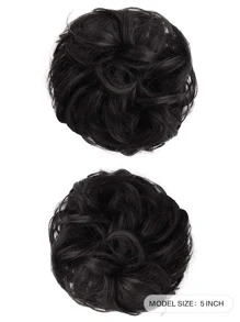 2 piezas Updo de cabello corto ondulado sintético - Negro - Ver 2