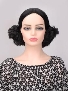 2 piezas Updo de cabello corto ondulado sintético - Negro - Ver 9