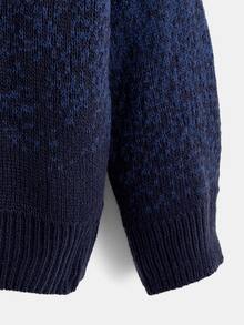 SHEIN 男孩漸層落肩袖套頭毛衣 - 藏蓝色 - 查看 4