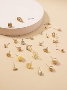 30 cặp Rhinestone & Bông tai trang trí hoa - Nhiều màu - Xem 2