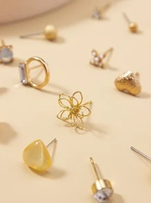 30 cặp Rhinestone & Bông tai trang trí hoa - Nhiều màu - Xem 3