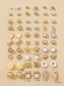 30 cặp Rhinestone & Bông tai trang trí hoa - Nhiều màu - Xem 4