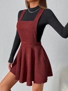 SHEIN PETITE Đầm Hội Chữ thập màu trơn Giải trí - Màu Đỏ Sâu - Xem 3