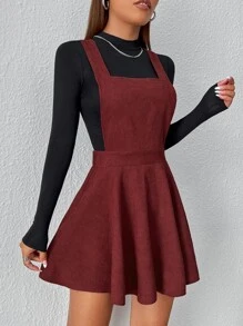 SHEIN PETITE Đầm Hội Chữ thập màu trơn Giải trí - Màu Đỏ Sâu - Xem 4