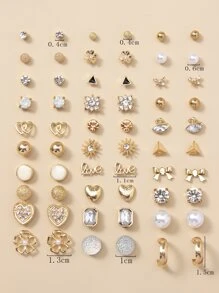 30pairs Rhinestone & Flower Decor Earrings - Multicolor - View 5