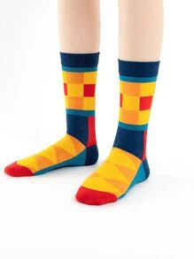 Hombres Calcetines de tripulación con estampado de cuadros - Multicolor - Ver 3