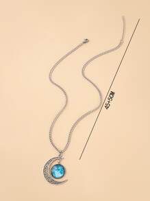 suteyi Moon Pendant Necklace - Mint Blue - View 4