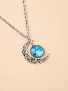 suteyi Moon Pendant Necklace - Mint Blue - View 5