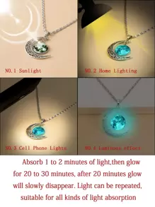 suteyi Moon Pendant Necklace - Mint Blue - View 6