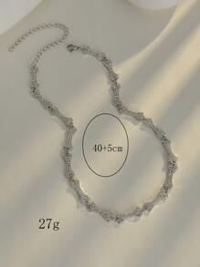 水鑽骨裝飾項鍊 - 銀色 - 查看 3