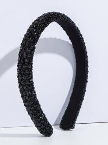 Rhinestone Decor Vintage Elegant Headband Suitable For Daily, Dating, Going Out Headbands Tiaras,Hairband,Hair Hoop, Black Hair Accessories Head Accessories - Black - View 1