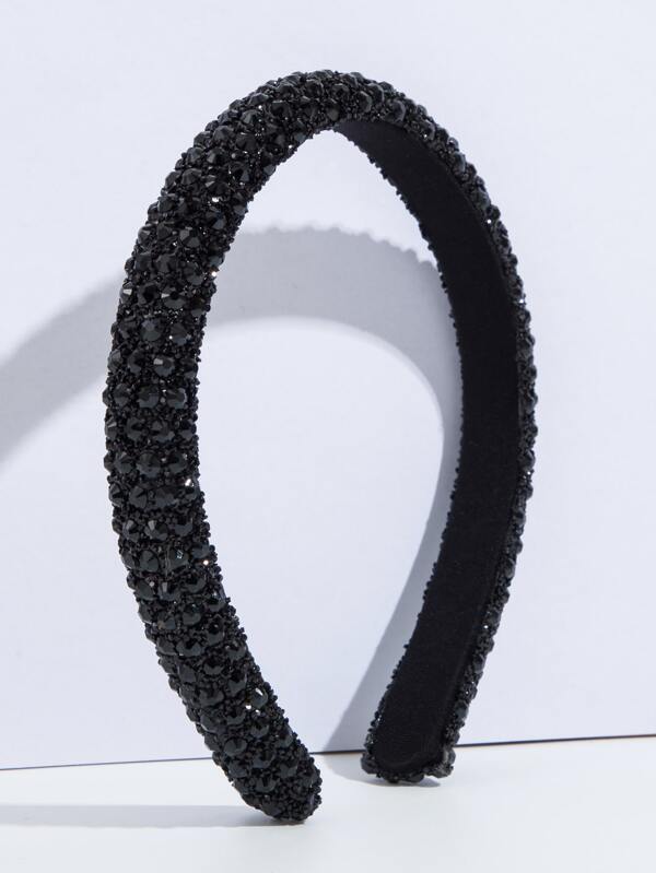 Rhinestone Decor Vintage Elegant Headband Suitable For Daily, Dating, Going Out Headbands Tiaras,Hairband,Hair Hoop, Black