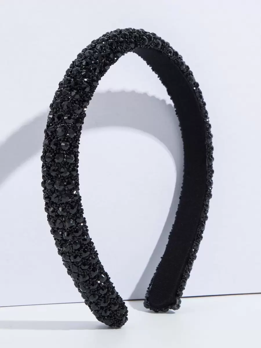 Rhinestone Decor Vintage Elegant Headband Suitable For Daily, Dating, Going Out Headbands Tiaras,Hairband,Hair Hoop, Black Hair Accessories Head Accessories - Black - View 1