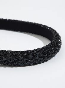 Rhinestone Decor Vintage Elegant Headband Suitable For Daily, Dating, Going Out Headbands Tiaras,Hairband,Hair Hoop, Black Hair Accessories Head Accessories - Black - View 3