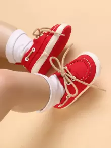Baby Lace-up Front Flat Oxfords - Red - View 1