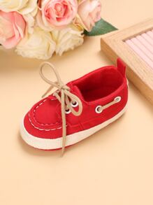 Baby Lace-up Front Flat Oxfords - Red - View 4
