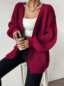 SHEIN Essnce Open Front Drop Shoulder Cardigan - Burgundy - View 7