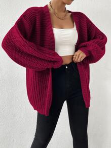 SHEIN Essnce Open Front Drop Shoulder Cardigan - Burgundy - View 8