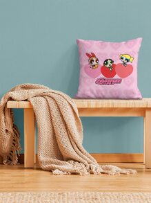 The Powerpuff Girls | ROMWE Cartoon Graphic Cushion Cover, Cute Throw Pillow Case, Pillow Insert Not Include, For Sofa, Home Decor - Multicolor - View 5