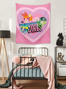 The Powerpuff Girls | ROMWE 心形和卡通圖案掛毯 - 彩色 - 查看 6