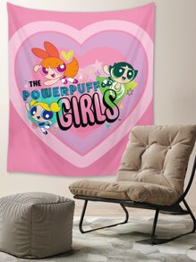 The Powerpuff Girls | ROMWE 心形和卡通圖案掛毯 - 彩色 - 查看 3