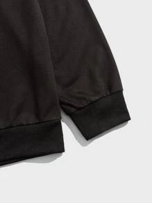 ROMWE MEN Guys Car & Letter Graphic Sweatshirt - Black - View 5