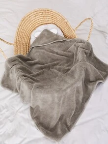 1pc Baby Cartoon Ear Decor Plush Swaddling Blanket - Grey - View 2