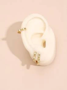 3pcs Heart Design Hoop Earring Copper Jewelry - Yellow Gold - View 3