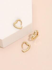 3pcs Heart Design Hoop Earring Copper Jewelry - Yellow Gold - View 4