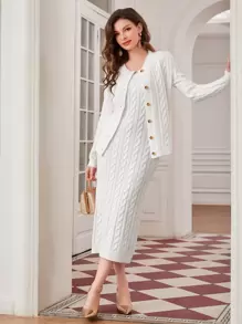 Modelyn Cable Knit Cardigan & Sweater Dress