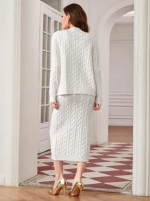 Modelyn Cable Knit Cardigan & Sweater Dress