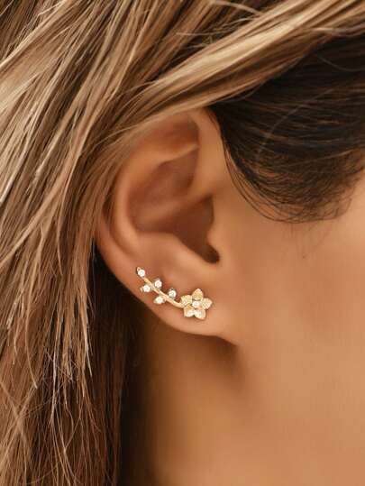 水钻花朵装饰耳钉 情人节、妈妈、母亲、母亲节、礼物