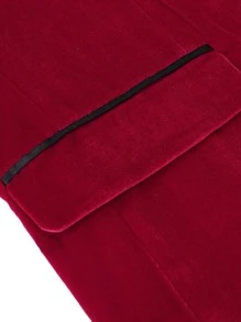 CLOUDSTYLE Men Colourblock Lapel Neck Blazer & Straight Leg Trousers - Multicolor - View 7