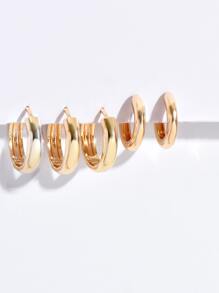 3pcs Minimalist Hoop Earring & 1pair Ear Cuffs Copper Jewelry