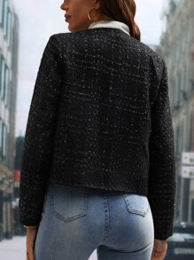 Editum Double Breasted Open Front Jacket In Fall/Winter - Black - View 2