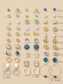 30對水鑽和花朵裝飾耳環 - 彩色 - 查看 5