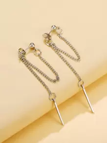 Hoa tai hình chữ nhật thả - Bạc - Xem 1