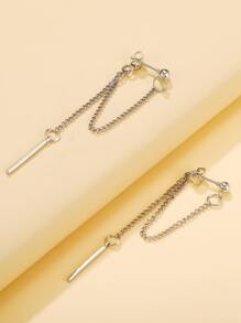 Hoa tai hình chữ nhật thả - Bạc - Xem 2