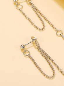 Hoa tai hình chữ nhật thả - Bạc - Xem 3