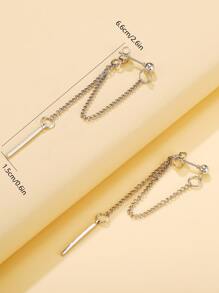 Hoa tai hình chữ nhật thả - Bạc - Xem 4