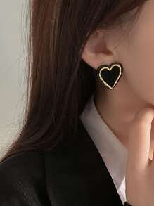 Andkiss Heart Design Stud Earrings Valentines - Multicolor - View 2
